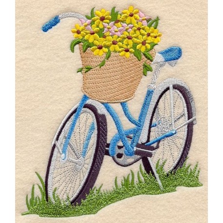 bycikl a koš květin